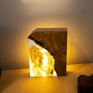 A medium sized amber lamp made by gumlamps from ancient kauri